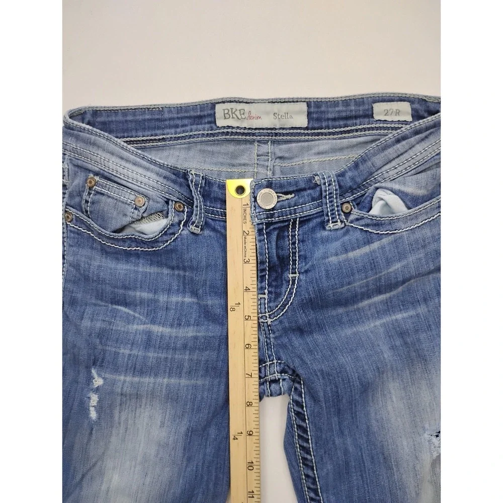 BKE Jeans Stella Bootcut Stretch Low Rise 27 R Thick Stitch Western Fits 30x31 - Picture 9 of 11